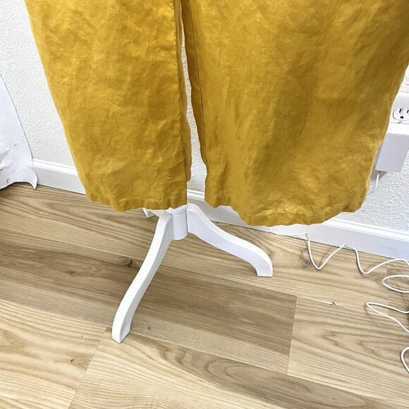 GRAE COVE 100% Linen Wide-Leg Cropped Jumpsuit Mustard Yellow size Small - Picture 7 of 10